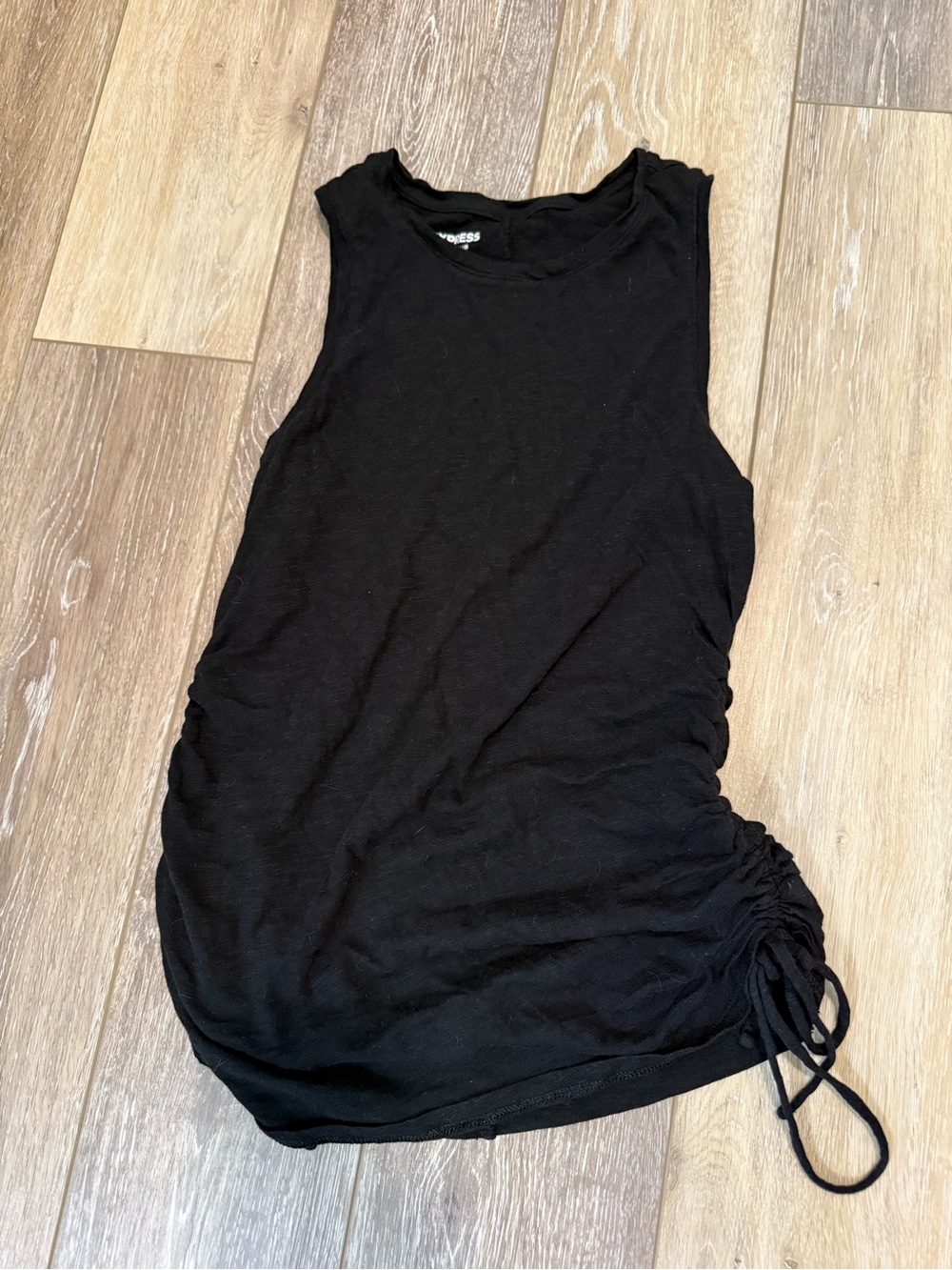Express Black Side-Ruched Tank Top